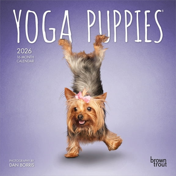 Yoga Puppies OFFICIAL | 2026 7x14" (Hanging) Mini Wall Calendar | BrownTrout