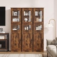 thumbnail image 2 of Modern Tall Bathroom Cabinet Set – 67" Freestanding Double Row Storage Unit with Tempered Glass Doors, Adjustable Shelves, Drawer – Humidity-Resistant MDF, Anti-Tip Safety – For Bathroom, Kitchen, 2 of 8
