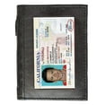 thumbnail image 3 of Black Genuine Leather ID Credit Cards Pocket Business Center Flap Men's Thin Wallet, 3 of 7