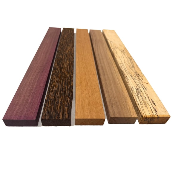 Cutting Board Blanks Combo -3/4" x 2" x 18" (10 Piece) | Spalted Tamarind, Mahogany, Black Palm, Purpleheart, Walnut (2 Piece Each) | Lumber Boards | 3/4" Boards | Cutting Board Blocks
