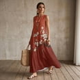 thumbnail image 3 of Jiueut Cherry Blossom Print Women’s Summer Maxi Dress Sleeveless Crewneck Casual Long Dress with Pockets, Lightweight Linen Look Flowy Beach Vacation Outfit, 3XL, 3 of 7