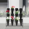 thumbnail image 4 of Miumaeov 12 Flower Buckets Iron Flower Stand Shelf, Flower Shelf Display Stand with WheelS, Flower Shop Flower Bucket Iron Art 3 Layers (Black), 4 of 10