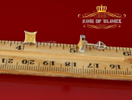 King of Bling's 0.10ct Diamond 925 Sterling Silver White Kite Stud Earrings For Men's / Women's