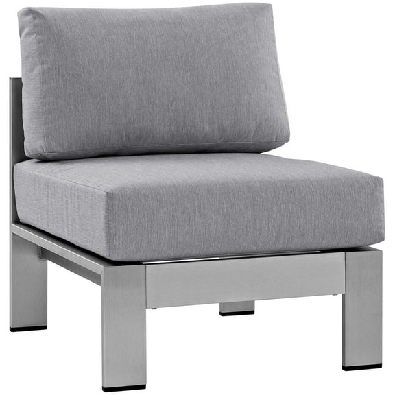 Ergode Shore Armless Outdoor Patio Aluminum Chair - Silver Gray