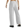 thumbnail image 4 of Womens Cargo Sweatpants Fleece Wide Leg Sweat Pants High Waisted Baggy Athletic Joggers Pants with Pockets 03-Gray XXL, 4 of 5