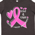 thumbnail image 4 of Inktastic Love, Care, Cure Breast Cancer Awareness Pink Ribbon Boys or Girls Toddler T-Shirt, 4 of 5
