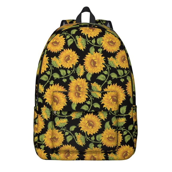 Flowers Print Commuter Backpack for School College Teens Adults, Large Capacity Bookbag with Laptop Sleeve, Durable Everyday Travel Backpack, Sunflower Floral Design Unisex Gift Idea for Work