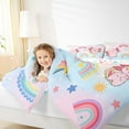 thumbnail image 4 of Feelyou Cute Pink Axolotl Full Size Comforter Sets for Child, Kawaii Funny Animal Bedding Comforter Set, Cartoon Stars Rainbow Reversible Bedding Sets, Breathable Home Decor, 3pcs, 4 of 8