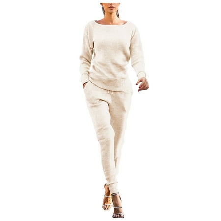 YUHAOTIN Female Wide Leg Pant Sets Women 2 Piece Outfits Black and Gold Women Tracksuits Sportswear Long Sleeve Pullover Trousers Casual Suit Fairy Outfit Country Concert Outfit