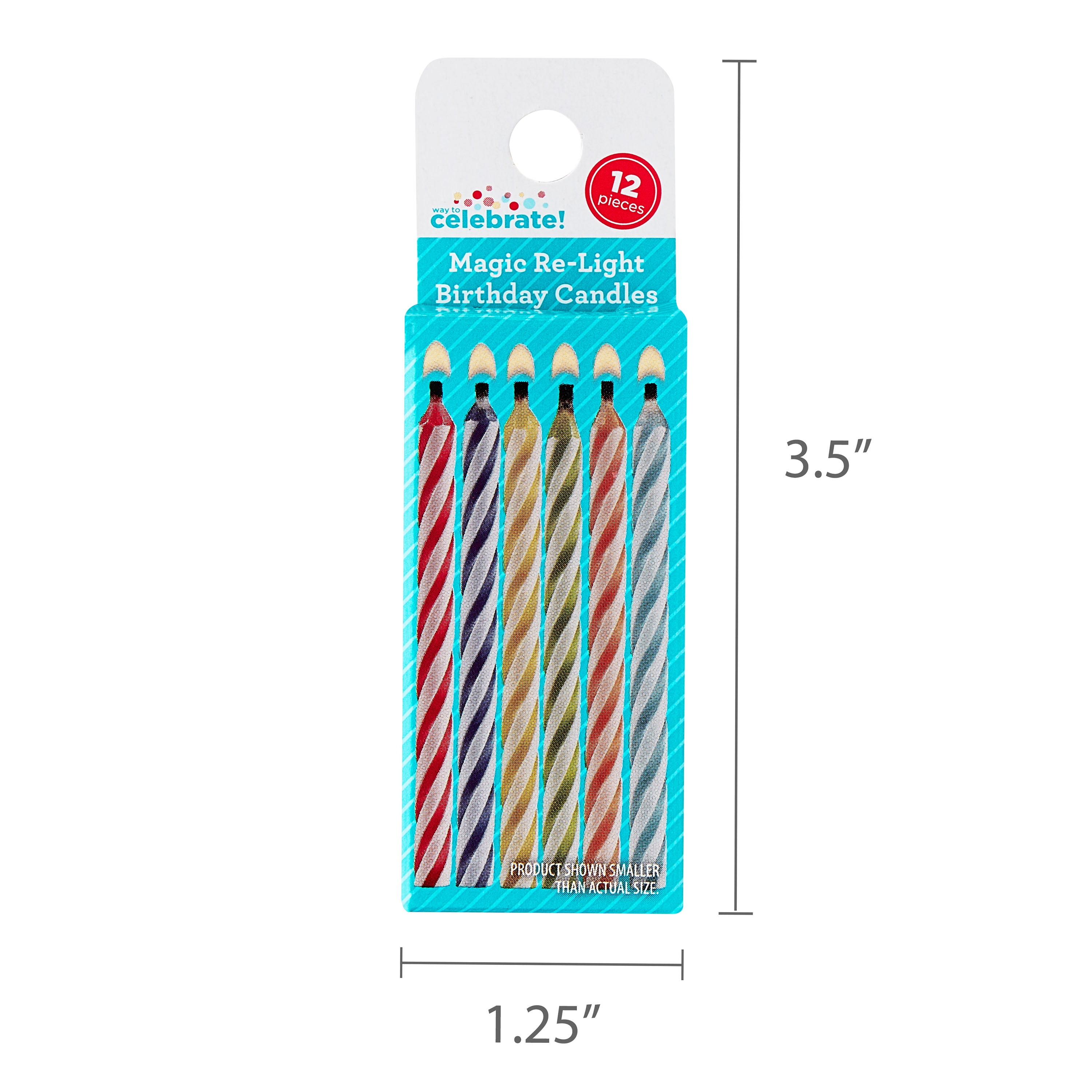 Multicolor Magic Re-Light Spiral Birthday Candles, 12 Count, by Way To Celebrate