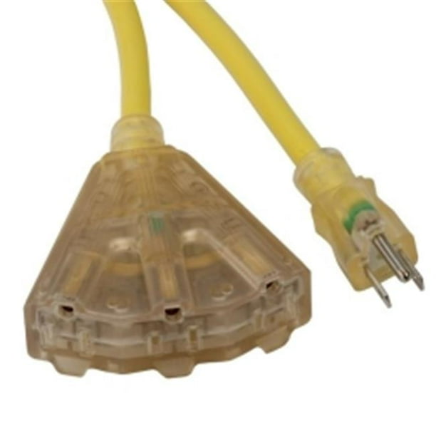 Osha NRTL Compliant 25 ft. Extension Cord with Lighted End & 3 Outlets 15 amp