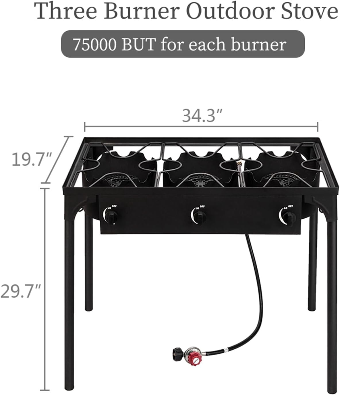 Outdoor Portable Propane Gas Stove with Heavy Duty Cast Iron Burner and Detachable Stand Legs for Camping