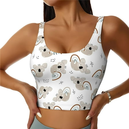 Racerback Sports Bras For Women High Support  Cartoon Koala Workout Tank Tops Woman  Workout Yoga Running Bra