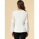 thumbnail image 5 of Top de la blusa de la oficina del trabajo del cuello del ojo de la cerradura de las mangas largas semi transparentes de la gasa elegante de las mujeres blanco M, 5 of 6