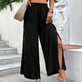thumbnail image 2 of Wide Leg Pants Woman Summer Casual T Elastic Waist Solid Color Commuting Style Split Pants Work Pants Women, 2 of 7