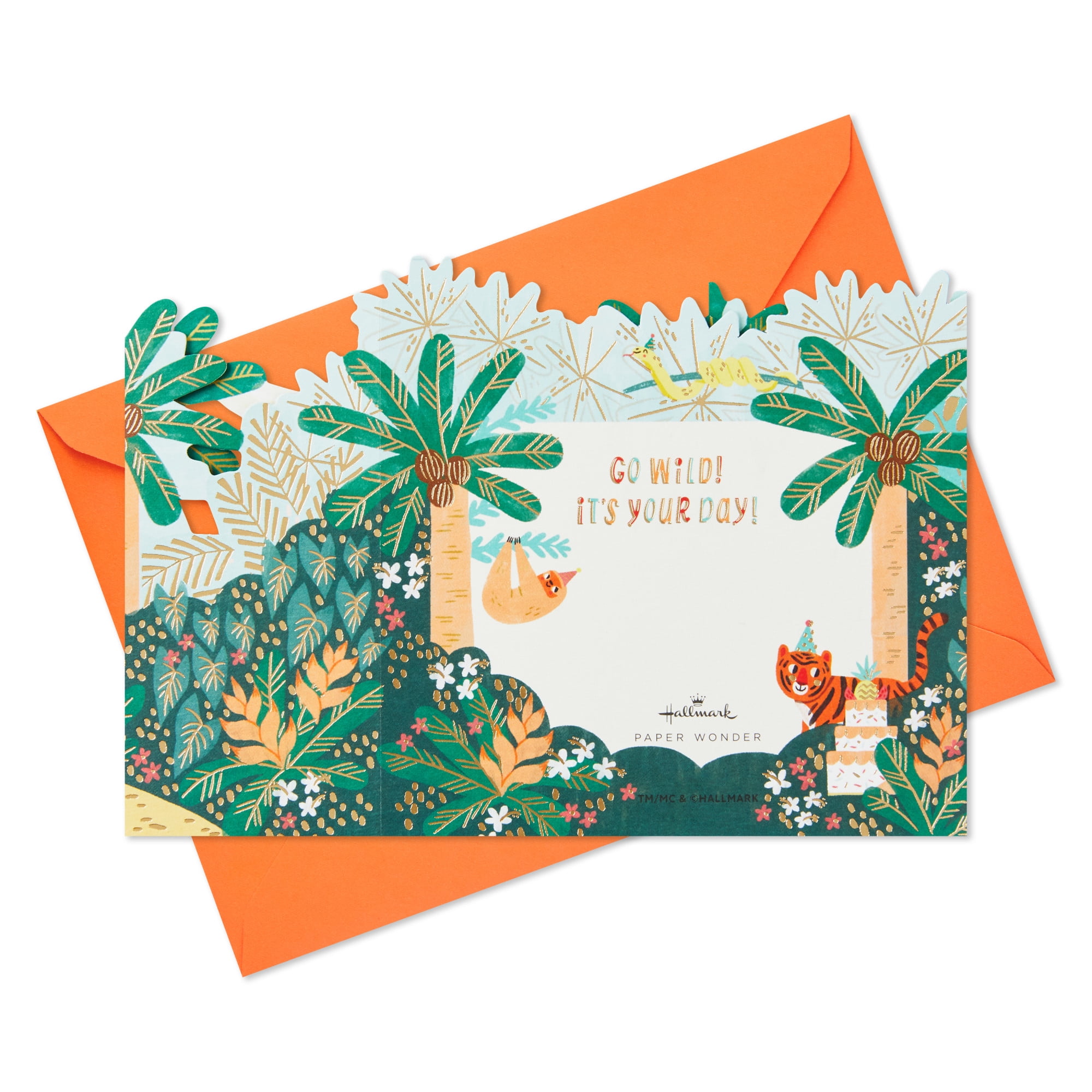Hallmark Paper Wonder 3D Pop-Up Birthday Card for Kids (Go Wild Jungle Animals)