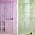 thumbnail image 3 of Leaf Sheer Curtains 2 Panels, Vine Patterned Green Sheers Rod Pocket Leaves Voile Drapes Leaf Design Window Curtain for Bedroom, Living Room, Balcony, Doorway Decor, 3 of 4