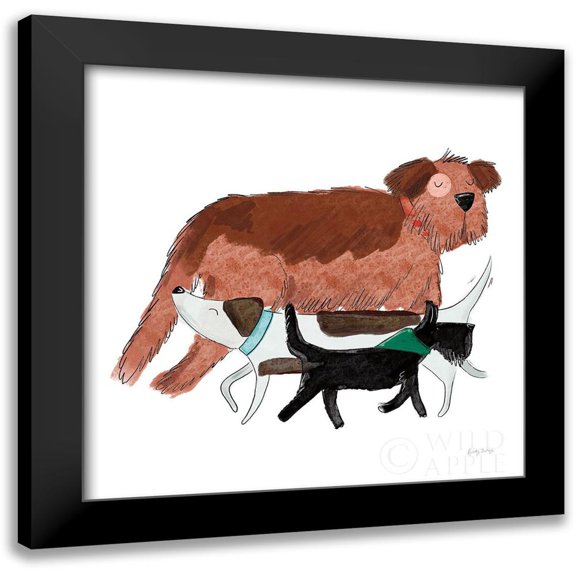 Thorns, Becky 12x12 Black Modern Framed Museum Art Print Titled - Playful Pets Dogs II