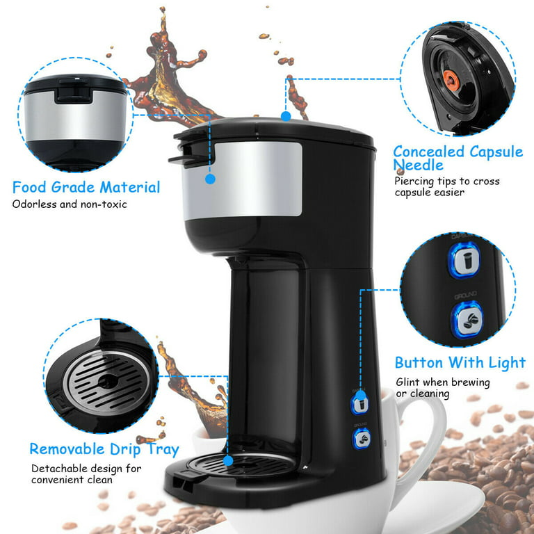 Gymax 2 in 1 Portable Coffee Maker Coffee Machine for Ground Coffee and  Coffee Capsule 