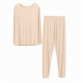 thumbnail image 5 of Ladies Thermal Underwear Sets, Hugcore Thermal Underwear and Women Plus Size Winter Warm Fleece Lined Base Layer Long Top and Bottom Sets Women's Thermal Underwear Beige L, 5 of 8