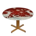 thumbnail image 3 of HAOXIT Christmas Snowflake Decoration Round Fitted Tablecloth with Elastic Edge, Santa Claus Round Table Cover, Waterproof Non Slip Table Cloth for Pattry Indoor Outdoor 54-58, 3 of 8