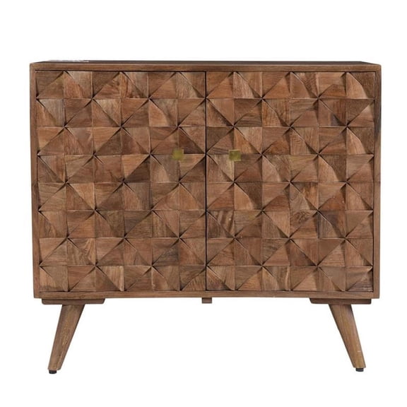 Pemberly Row Mid-Century Matte Walnut Solid Wood Accent Cabinet