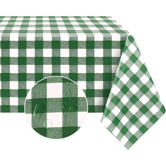 Rectangle Vinyl PVC Tablecloth, 100% Waterproof Buffalo Plaid Plastic Table Cloth, Oil Proof Heavy Duty Wipeable Table Covers for Dining/Camping/Picnic/Outdoor - 52 x 78, Light Blue
