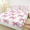 thumbnail image 4 of Feelyou Cute Pink Monogrammed Twin Sheet Sets for Child, Kawaii Bow Letter P Twin Fitted Sheet, Dreamy Princess Style Flat Sheet, Luxury Bedroom Decor, 3 Pieces, 4 of 8