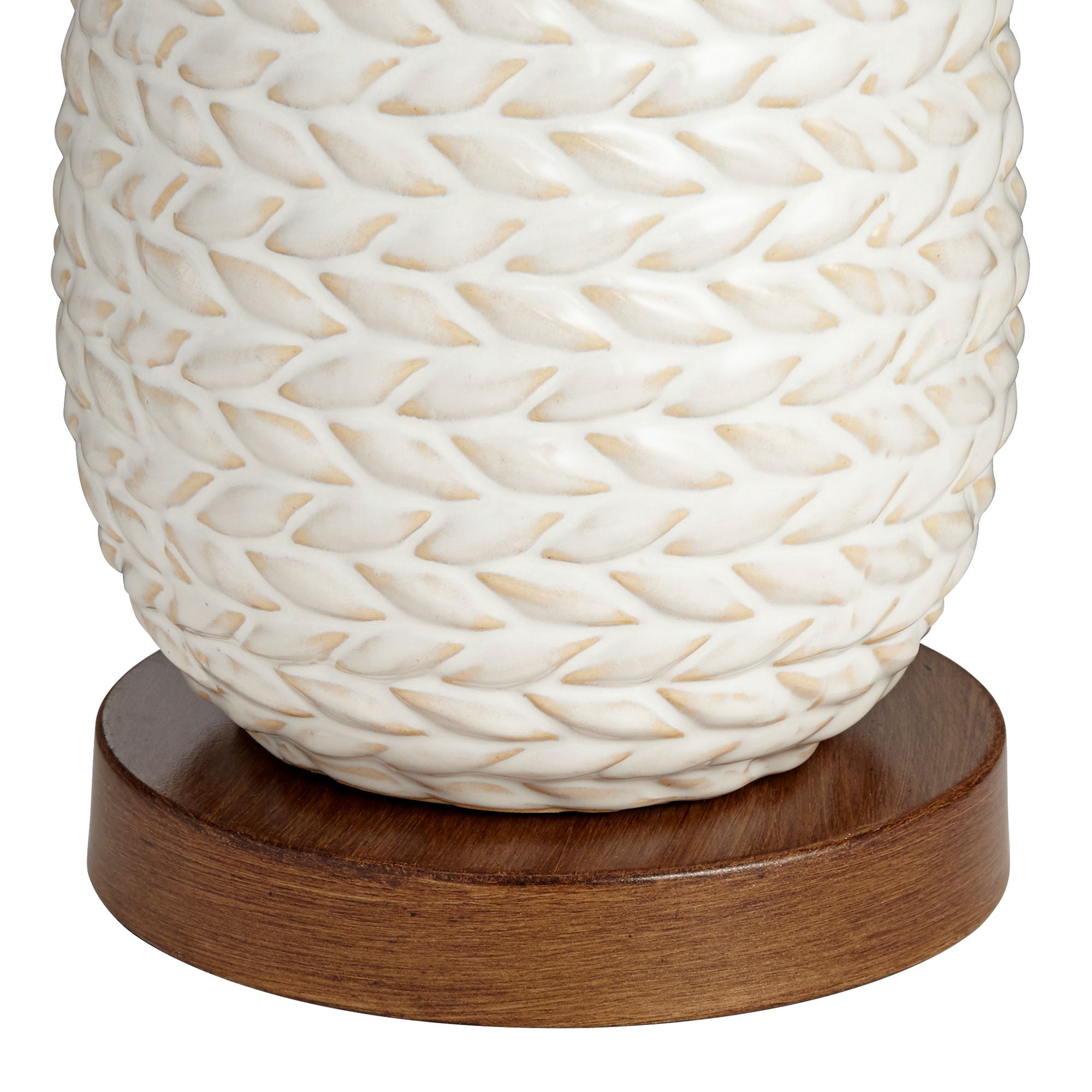Possini Euro Design Kingston Modern Mid Century Table Lamps 32 3/4" Tall Set of 2 White Textured Ceramic Taupe Drum Shade for Bedroom Living Room Home