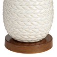 thumbnail image 6 of Possini Euro Design Kingston Modern Mid Century Table Lamps 32 3/4" Tall Set of 2 White Textured Ceramic Taupe Drum Shade for Bedroom Living Room Home, 6 of 9
