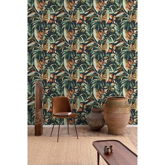 Cofferfield/Charcoal Branch/ Leaves Motives Print Non Woven Non-Pasted Textured Wallpaper 57 Sq. Ft.