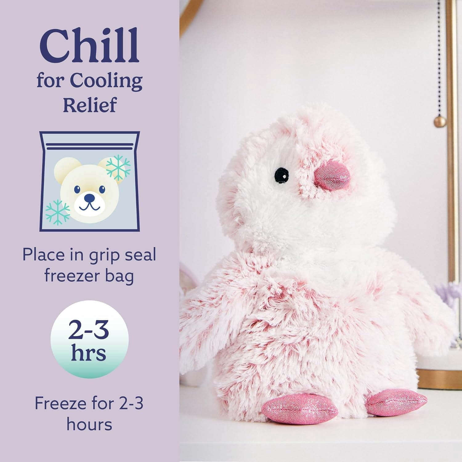 Pink Penguin Warmies Cozy Plush Heatable Lavender Scented Stuffed Animal