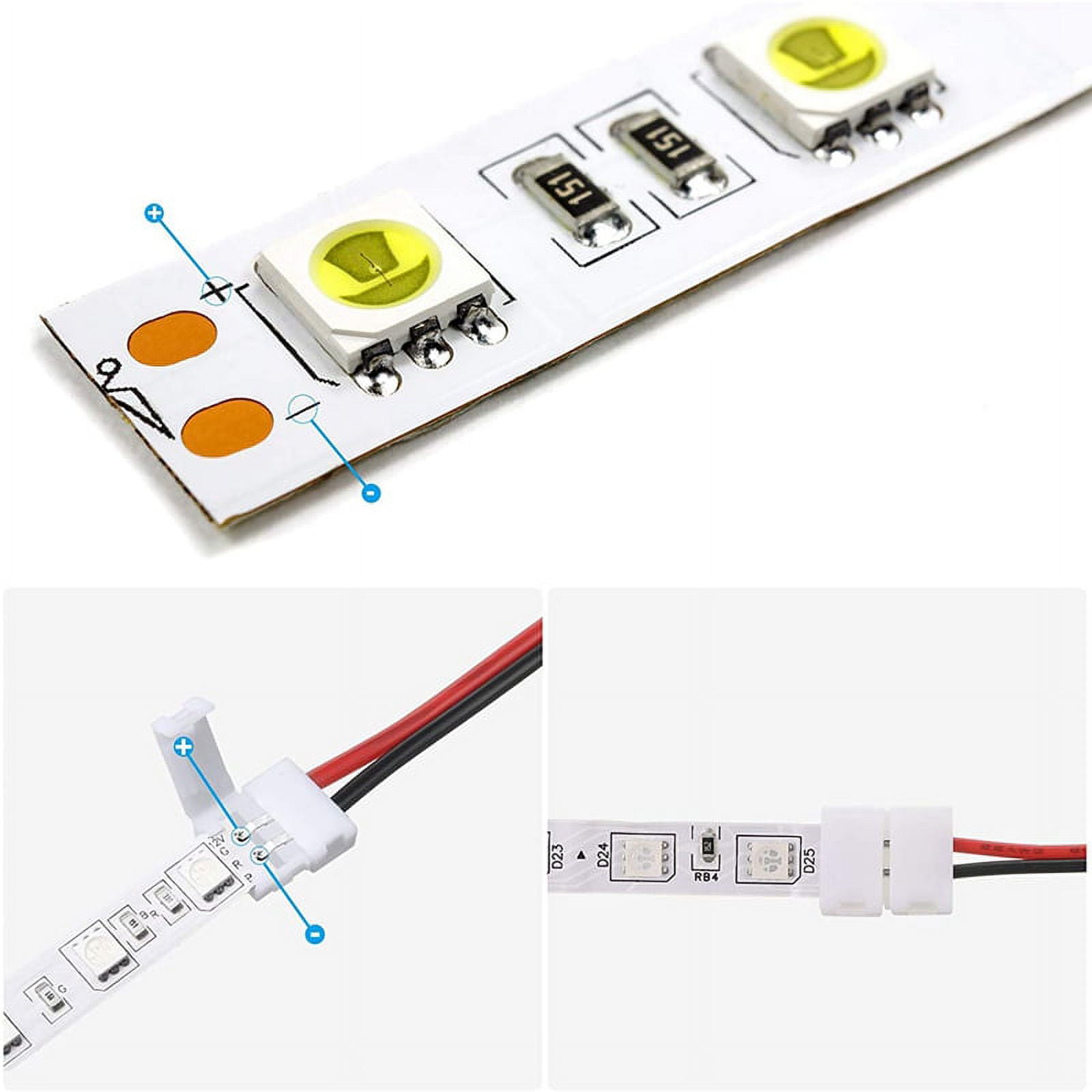 Led Connectors For Strip Lights 2 Pin 8mm Single Color Strip To Wire Solderless LED Strips Connector 2835 5050 F Led Lights Connector - Foto 10