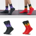 thumbnail image 2 of 2 Pairs Cotton Sports Calf Socks Flame Pattern Breathable Wicking Middle Tube Socks For Gym Running Unisex, 2 of 12