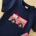 thumbnail image 5 of HCNTES Toddler Boy 4th of July Patriotic Clothes Set, Car Embroidered T-Shirt & Plaid Shorts 2Pcs Independence Day Outfits 6 12 18 24M 2T 3T, 5 of 6