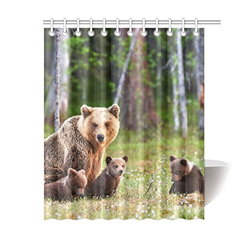 Details about   Nature Shower Curtain Wild Bear Night Jungle Print for Bathroom 