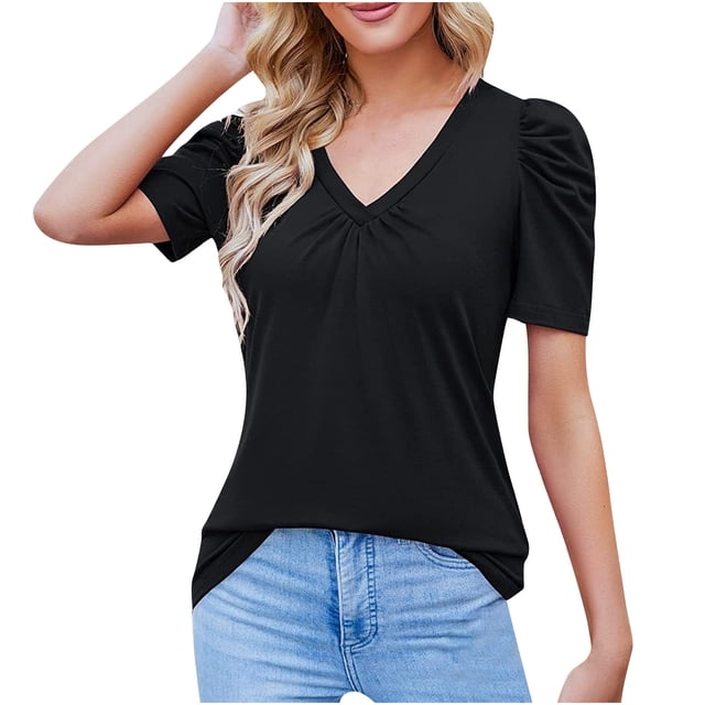 Birdeem Haut pour Femmes Printemps/été Mode Décontractée Ample à Col en V à Manches Courtes