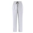thumbnail image 5 of Ktyne Scrub Bottoms for Women Soft Stretch Scrub Pants with Pockets Anti-Wrinkle Slim Fit Medical Scrub Pants Casual Drawstring Lounge Wear White L, 5 of 5