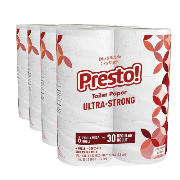 Papel Higiénico Presto! Ultra Resistente 2 Capas 24 Rollos Mega