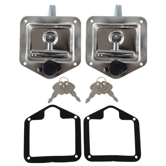 2 Trailer Door Latch T-Handle Lock Stainless Steel Keys For Camper RV Truck Tool