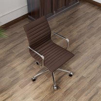 LUXMOD Mid Back Home Office Desk Chair Task Chair with Armrest Swivel Chair in Durable Vegan Leather Ergonomic Desk Chair for Extra Back and Lumbar Support