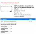 thumbnail image 2 of Oil Pan Gasket Set - Compatible with 2000 - 2013 Chevy Suburban 2500 6.0L V8 2001 2002 2003 2004 2005 2006 2007 2008 2009 2010 2011 2012, 2 of 2