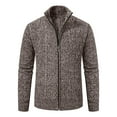 thumbnail image 2 of Domuza Men's Cardigan Sweaters Full Zip Up Stand Collar Long Sleeve Casual Knitted Sweaters Fall Winter Stylish Comfy Soft Slim Fit Tops Coffee L, 2 of 5