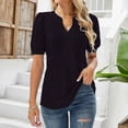 thumbnail image 2 of T Shirts For Women Womens Tops V Neck Tops Puff Short Sleeve T Shirt Pleated Floral Printed Tunic Blouse Shirts, 2 of 7