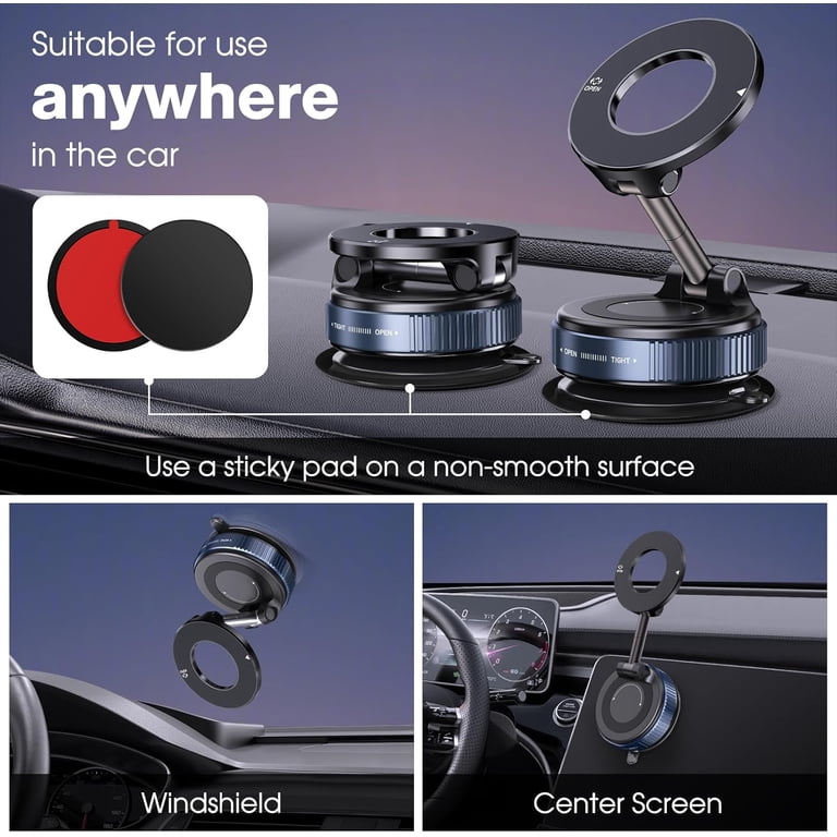 Kitty Magnetic Phone Holder – 360° Rotating Vacuum Suction Car Mount, Pink Cat Design, Hands-Free For Car, Gym, Kitchen