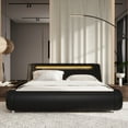 thumbnail image 4 of Sifurni Queen size Wave-Like Curve Deluxe Upholstered Modern Bed Frame with LED Headboard, Black, 4 of 10