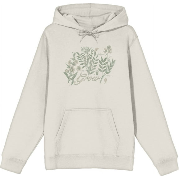 Grow Inspirational Vintage Botanicals Adult Sand Long Sleeve Hoodie-Medium
