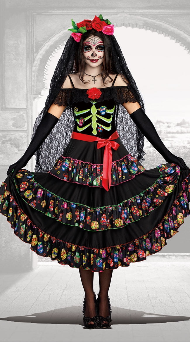 Photo 1 of **MISSING PARTS* DRESS ONLY* Dreamgirl Women's Lady of the Dead Costume SIZE MEDIUM