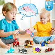 HogoKids 24 Pack Party Favors Building Set, 629pcs Marine Animals Blocks Toy for Kids Aged 6-12