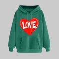 thumbnail image 2 of Oversized Hoodies for Women Cute Heart Graphic Hoodie Casual Y2K Hooded Sweatshirt Fashion Preppy Sweatshirt Teen Girls Pullover(Army Green,XXL), 2 of 5